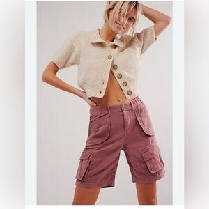 Free People Caymen Cargo Shorts in Antique Oak Size Small NWT